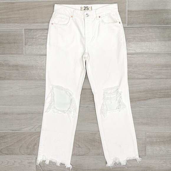 Free People We The Free Maggie Mid Rise Straight Jeans in Optic White Size 25 - Picture 2 of 16